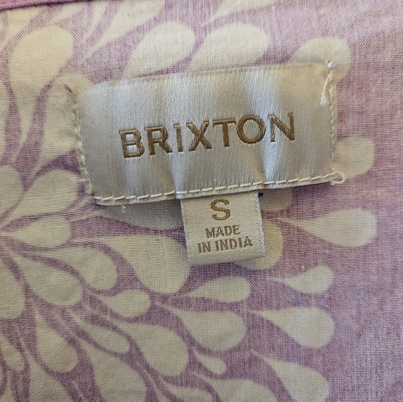 Brixton Bunker Garden Boyfriend Purple and White Button Up Shirt Size Small - Picture 6 of 6